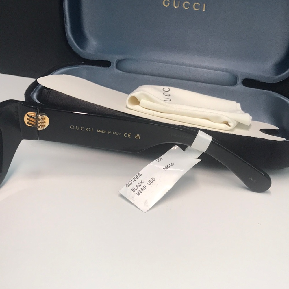 New Authentic Gucci Gray Rectangular Sunglasses G… - image 9